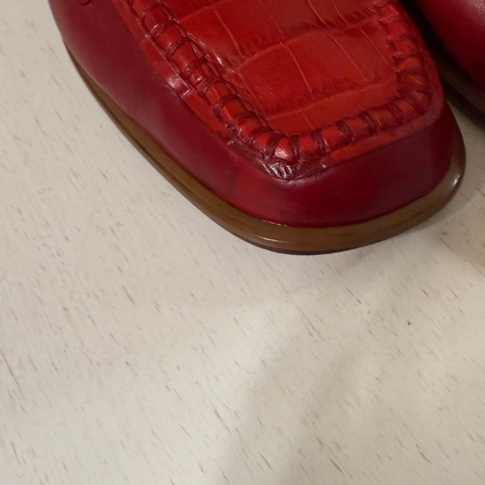 Vintage Brighton Women’s (Julie) Red Crocodile Embossed Leather Mules / Size 8.5 - Picture 9 of 9